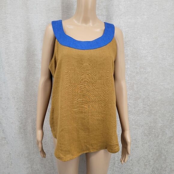 Tobria Tops - Tobria Vintage Linen Boho Eathy Tank Top Sleeveless Blouse Women's Size 10